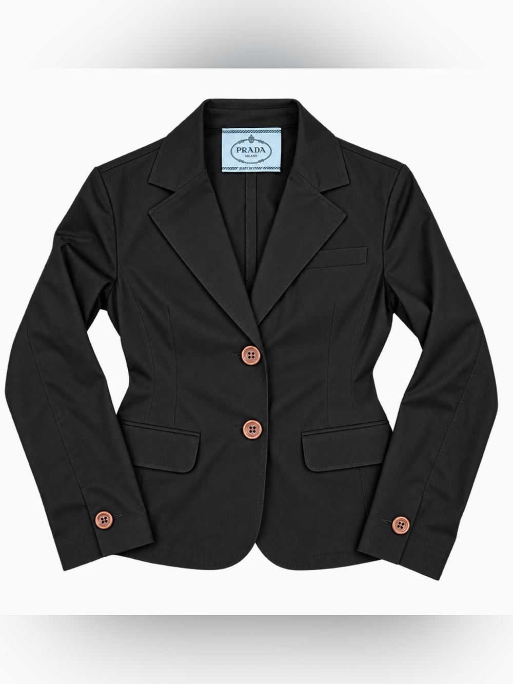 Prada Mainline Black Cotton Stretch Tailored Blazer Jacket IT 42 US 6